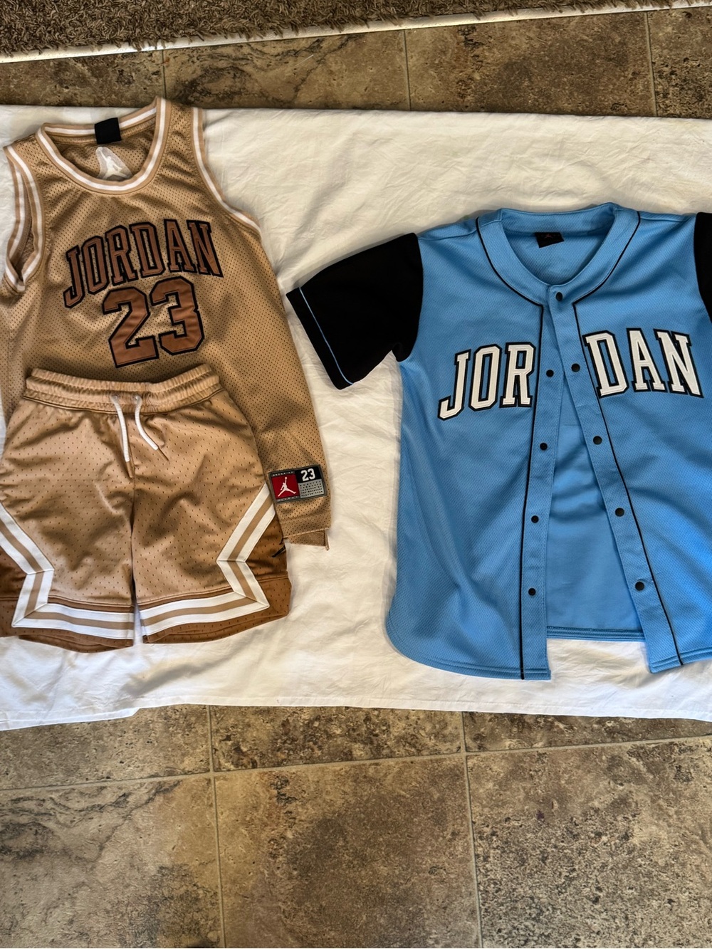 Jordan Kids' Basketball Set — Light Blue & Tan
